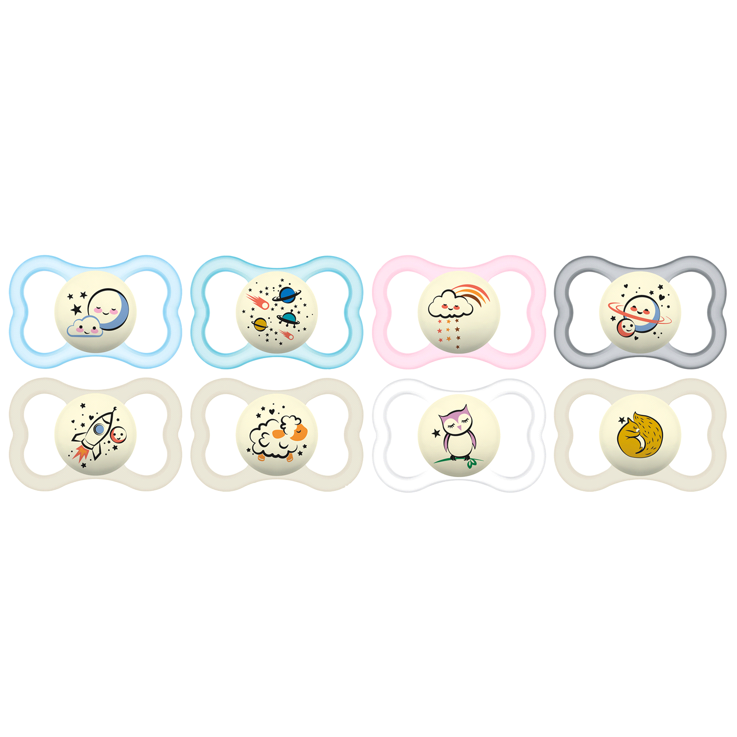 slide 1 of 4, Mam Supreme Night Pacifiers, 16 Months, Assorted Colors, 2 ct