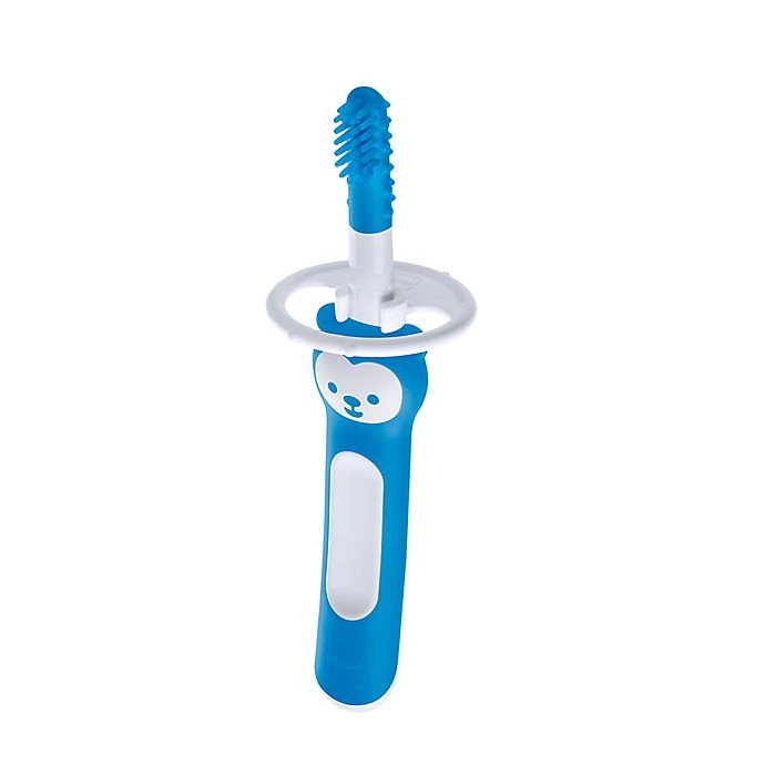 slide 1 of 2, MAM Brushy the Bear Massaging Toothbrush - Blue, 1 ct