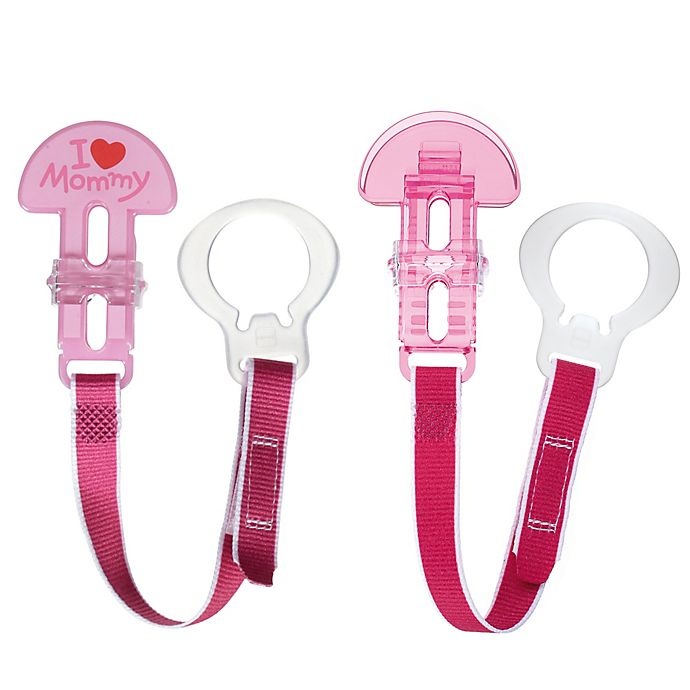 slide 1 of 3, MAM Love & Affection I Love Mommy Paci Clip with Leash Set - Pink, 1 ct