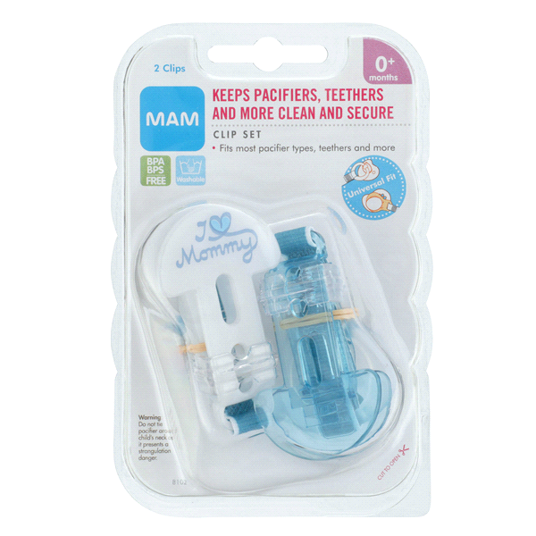 slide 1 of 1, MAM Love & Affection Pacifier Clips, 0+ Months, 2 ct