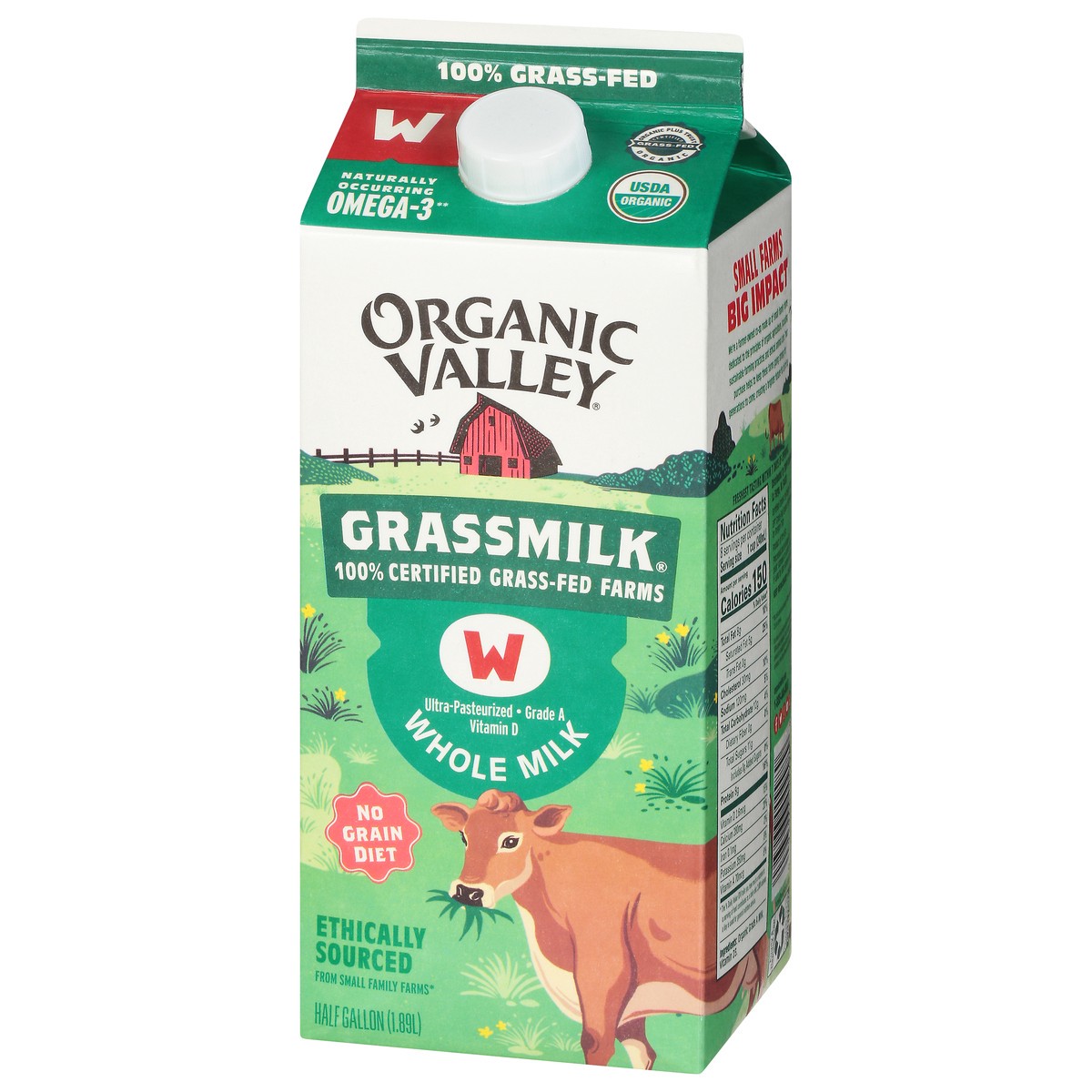 Kirkland Signature Organic Whole Milk, Half Gallon, 3 ct