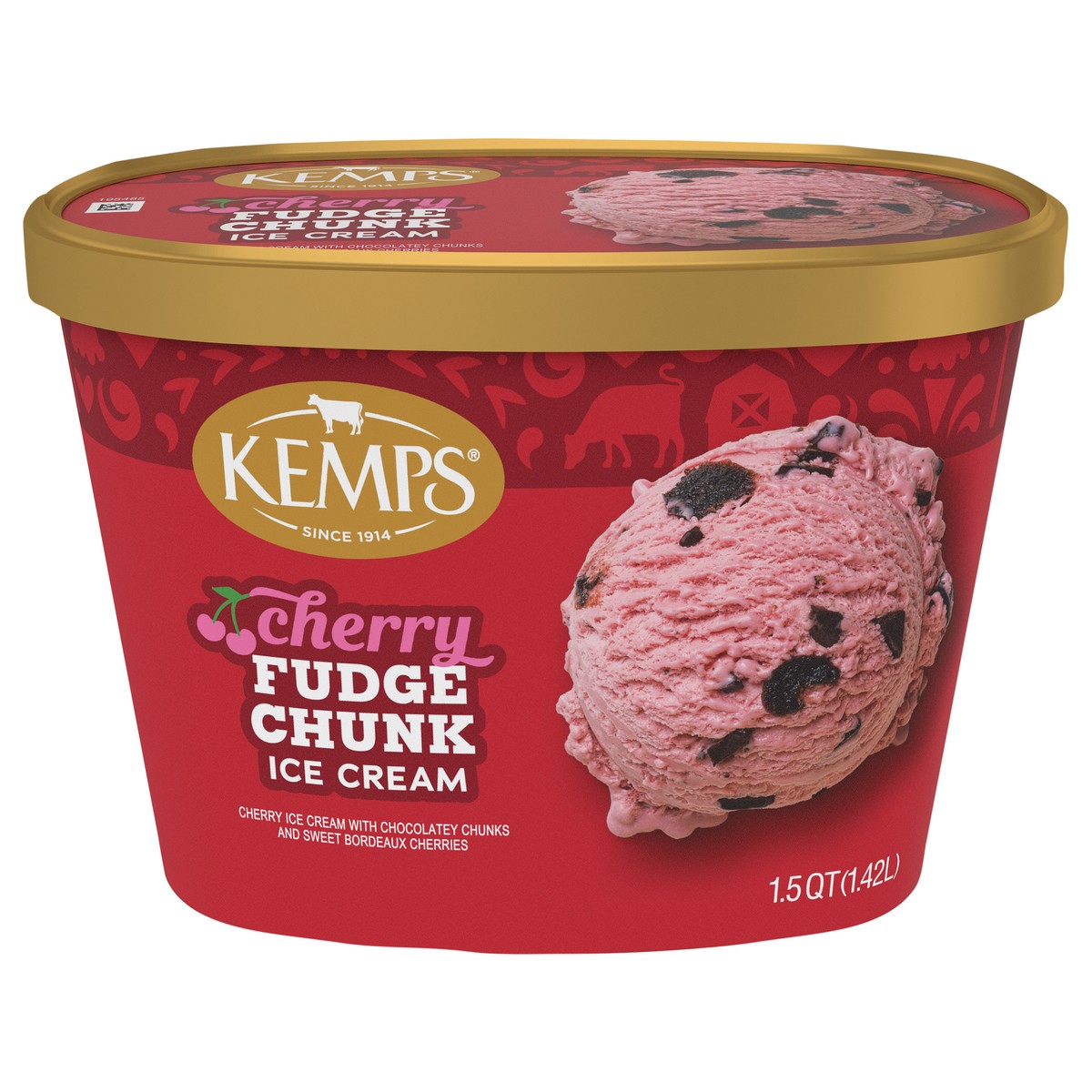 slide 1 of 1, Kemps Cherry Fudge Chunk Ice Cream 1.5 Quart, 48 fl oz