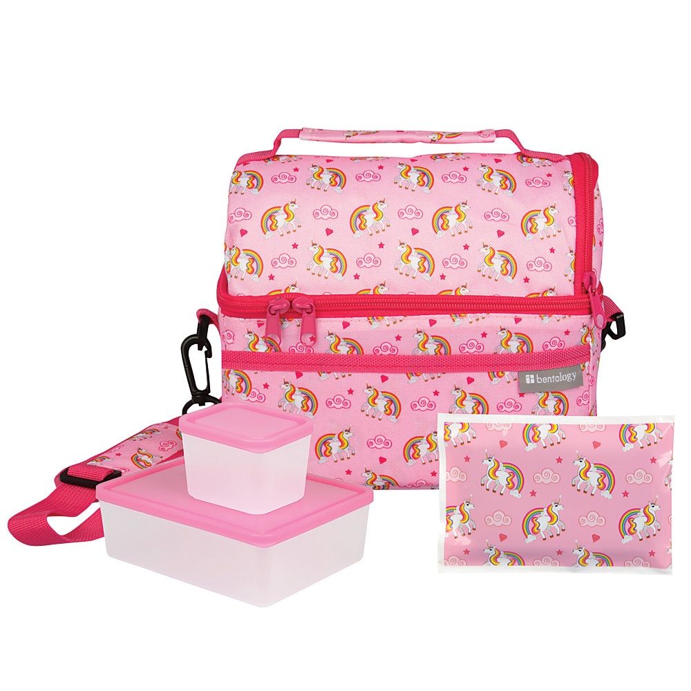 slide 1 of 1, Bentology 4-Piece Lunch Kit With Dual-Compartment Tote, Unicorn, Pink, 1 ct