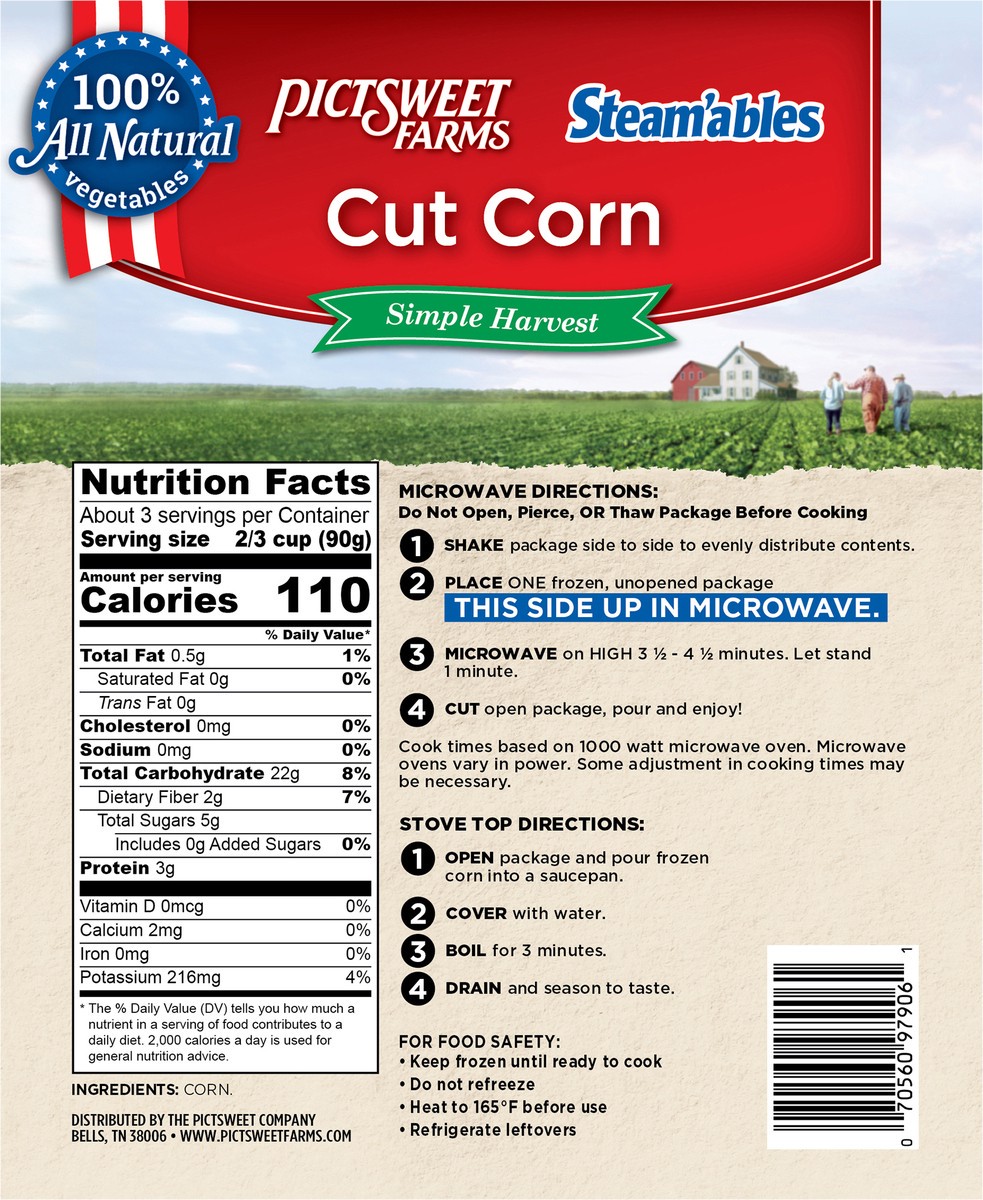 slide 2 of 3, Pictsweet Farms Steam'ables Cut Corn, Simple Harvest - 10 oz, 10 oz