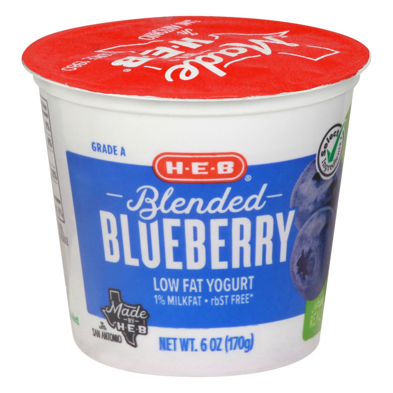 slide 1 of 1, H-E-B Blended Blueberry Lowfat Yogurt, 6 oz