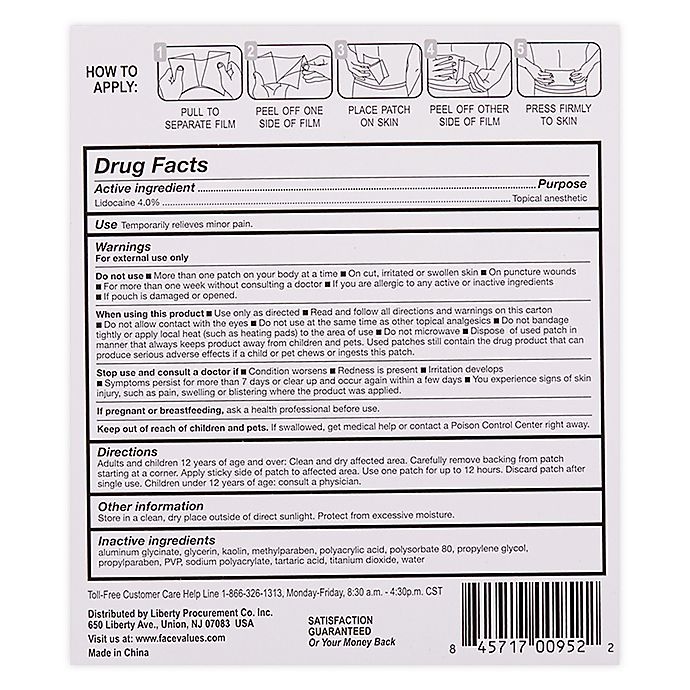 slide 2 of 2, Core Values Lidocaine Pain Relief Patches, 1 ct