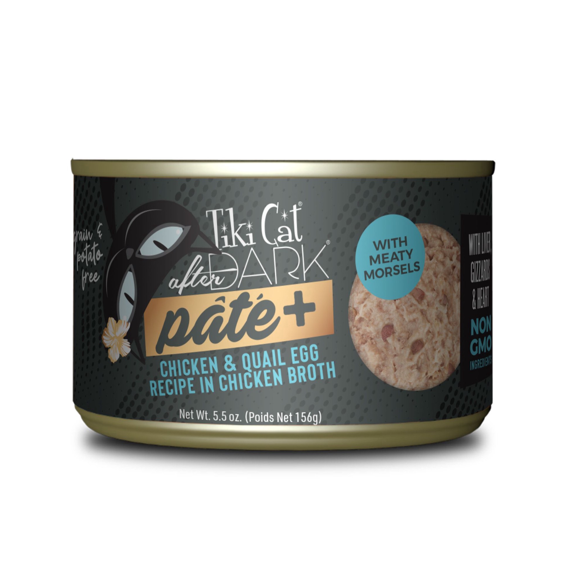 slide 1 of 1, Tiki Cat After Dark Pate+ Chicken & Quail Egg Wet Food for Cats, 5.5 oz., 5.5 oz