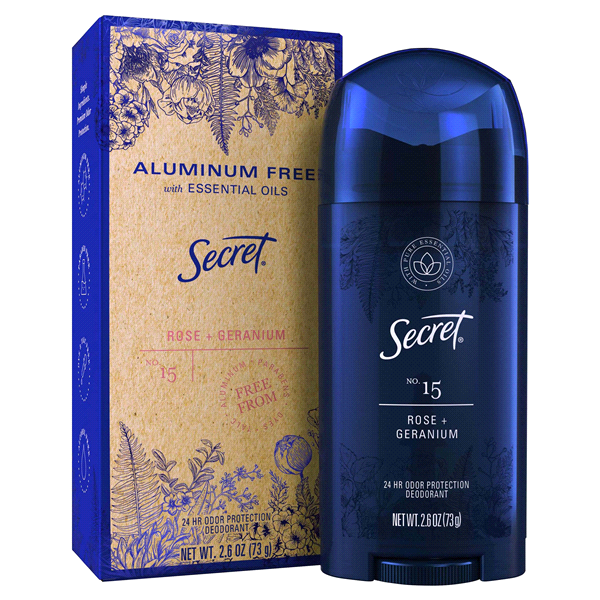 slide 1 of 1, Secret Aluminum-Free Women's Deodorant with Essential Oils Rose & Geranium, 2.6 oz