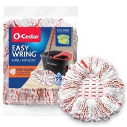 O-Cedar EasyWring Deep Clean Mop Head Replacement: Microfiber, Multi-Surface, Unscented, 9 Inch Height