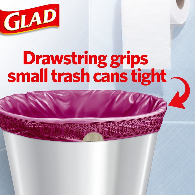slide 3 of 9, Glad Small Drawstring Trash Bags - Cherry Blossom - 34ct/4gal, 34 ct, 4 gal