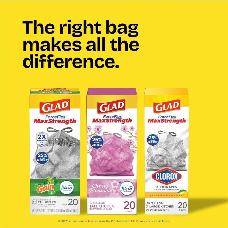 slide 10 of 11, Glad Small Drawstring Trash Bags - Cherry Blossom - 34ct/4gal, 34 ct, 4 gal