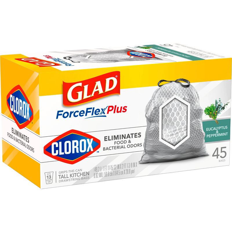 Glad Forceflex Maxstrength with Clorox Tall Kitchen Drawstring Trash Bags