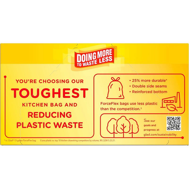slide 10 of 10, Glad ForceFlex MaxStrength Tall Kitchen Drawstring Trash Bags - Eucalyptus Mint - 13gal/45ct, 45 ct; 13 gal