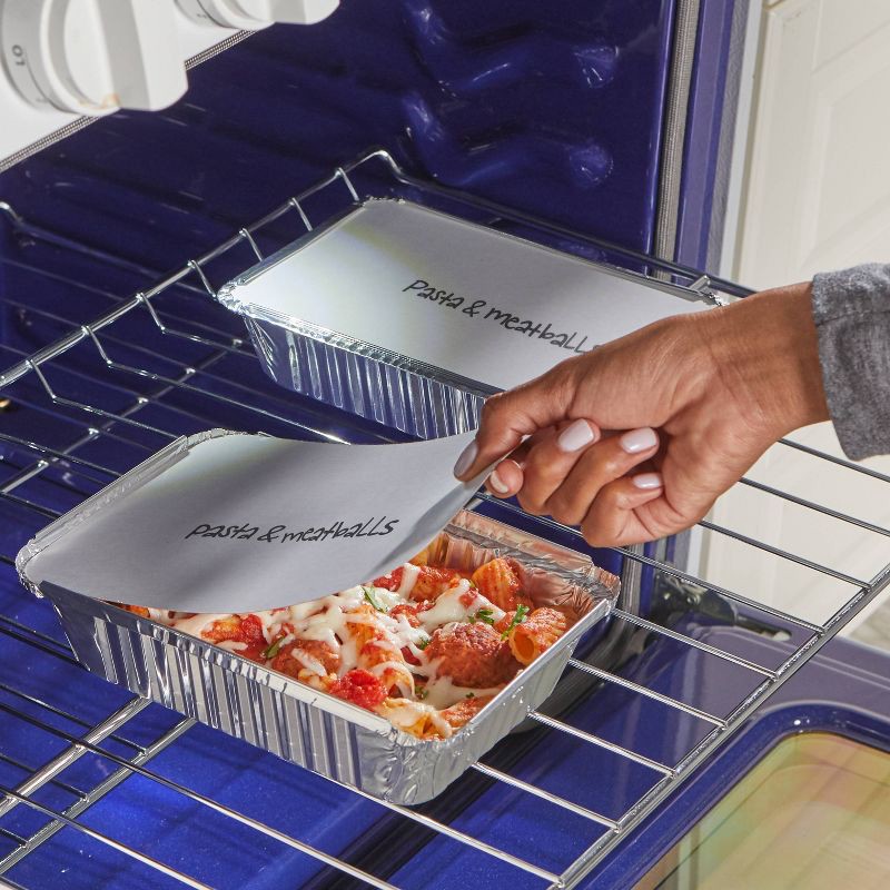slide 4 of 7, EZ Foil Store and Reheat Oblong Pan with Oven Safe Lid - 5ct, 5 ct