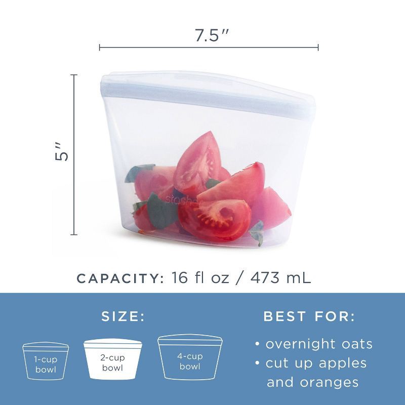 slide 5 of 11, stasher Premium Silicone Reusable Food Storage Bowl - 2 Cup - Mystery Color(Clear/Lavender), 1 ct