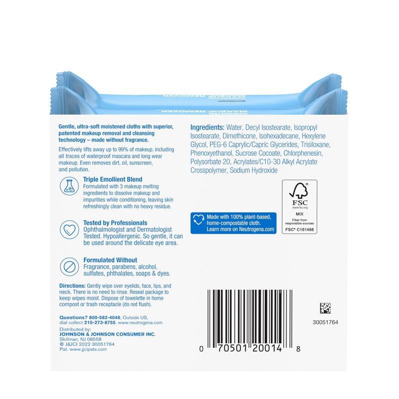 slide 6 of 14, Neutrogena Cleansing Towelettes Makeup Remover - Unscented - 50ct, 50 ct