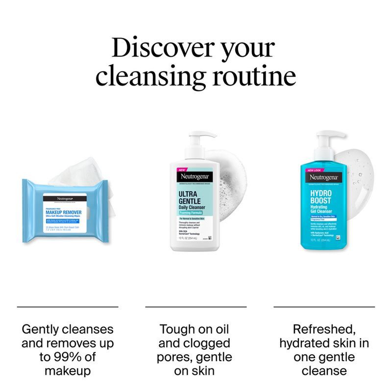 slide 10 of 10, Neutrogena Makeup Remover Wipes - Ultra Soft Micellar Facial Cleansing - Fragrance Free - 50ct, 50 ct