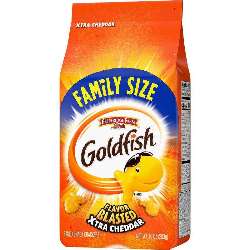 slide 6 of 6, Goldfish Flavor Blasted Xtra Cheddar Crackers Family Size Bag - 10oz, 10 oz
