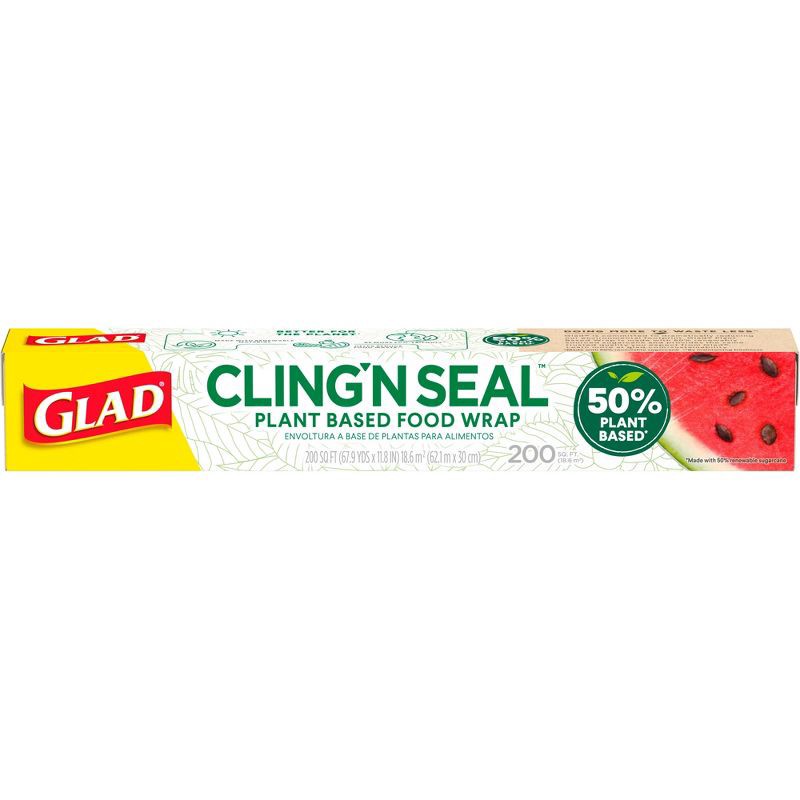 slide 2 of 7, Glad Cling n Seal 50% Plant Based Food Wraps - 200 sq ft, 200 sq ft