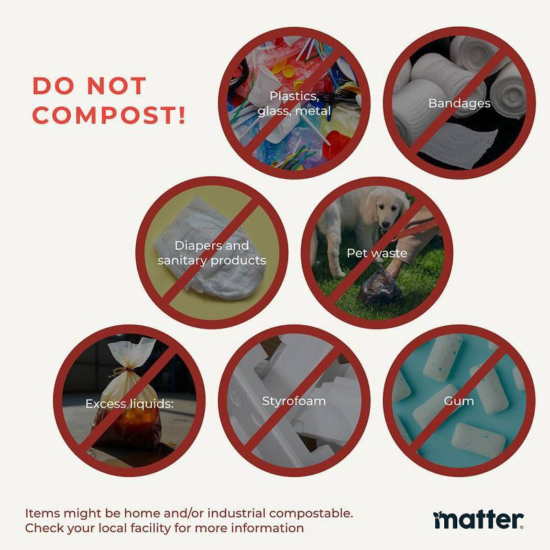 slide 14 of 19, Matter Compostable Tall Kitchen Trash Bags - 13gal/40ct, 40 ct; 13 gal