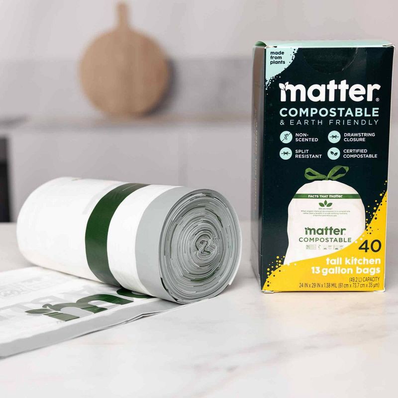 slide 19 of 19, Matter Compostable Tall Kitchen Trash Bags - 13gal/40ct, 40 ct; 13 gal