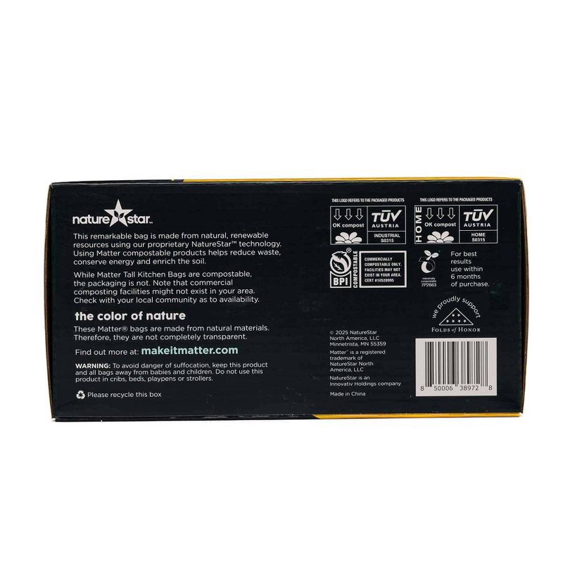 slide 5 of 19, Matter Compostable Tall Kitchen Trash Bags - 13gal/40ct, 40 ct; 13 gal