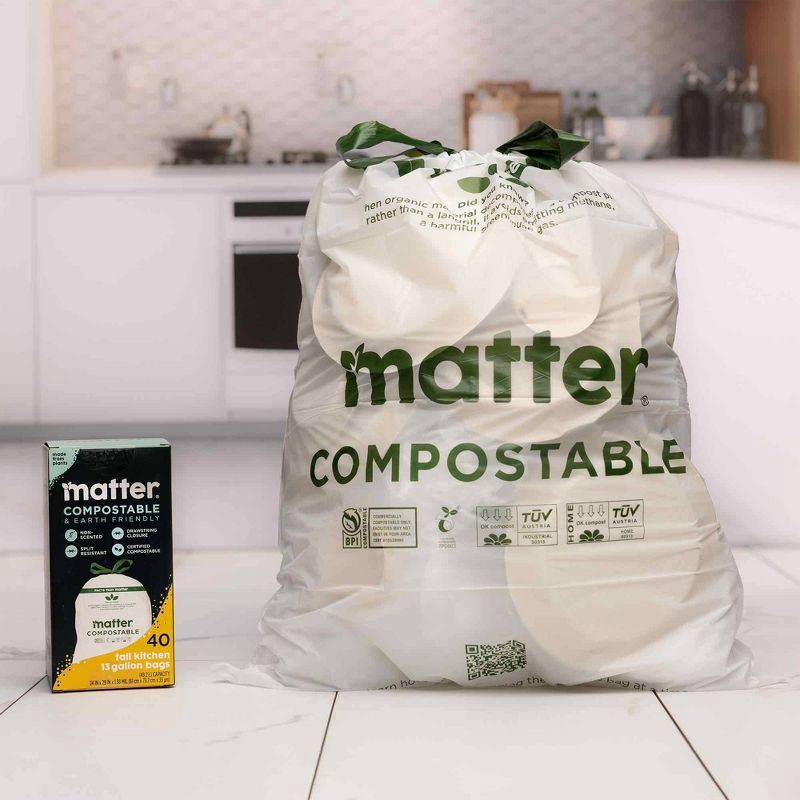 slide 6 of 19, Matter Compostable Tall Kitchen Trash Bags - 13gal/40ct, 40 ct; 13 gal