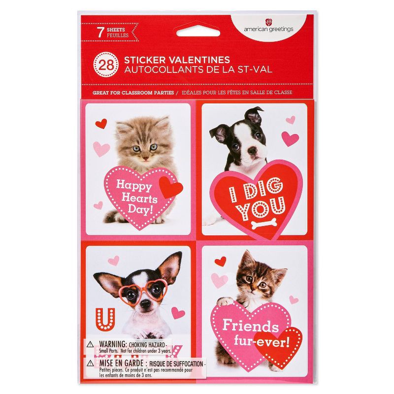 slide 2 of 4, Carlton Cards 28ct Valentine's Day Baby Animals Stickers, 28 ct