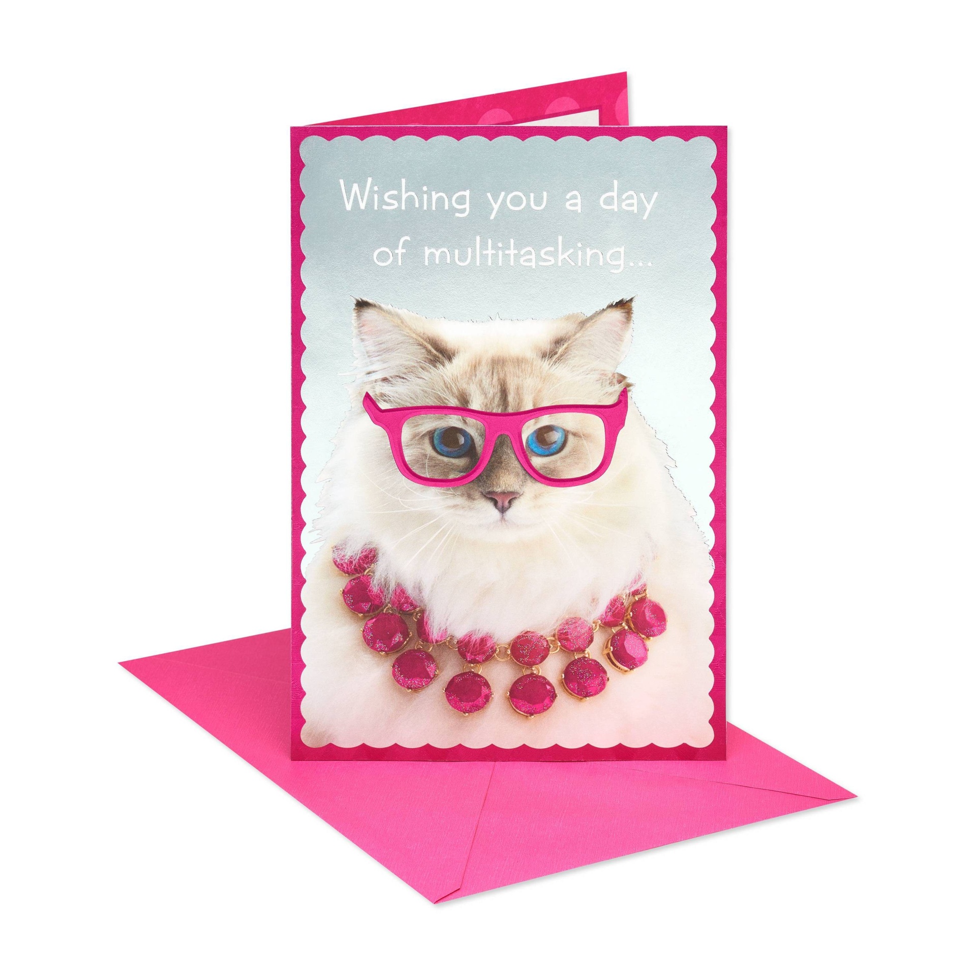 Carlton Cards Birthday Card Cat with Glasses 1 ct Shipt