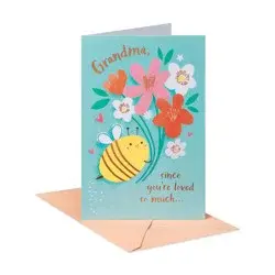Carlton Cards Mother's Day Card Grandma Bee Holding Bouquet