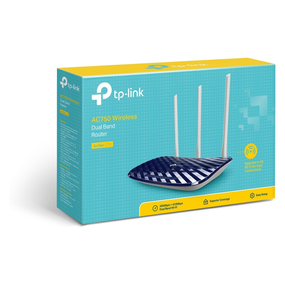 slide 2 of 7, TP-Link AC750 Wireless Dual Band Router - Black (C20), 1 ct