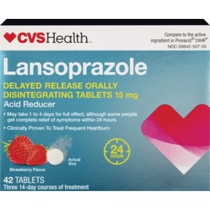 slide 1 of 1, CVS Health Lansoprazole Delayed Release Tablets, Strawberry, 15 Mg, 42 Ct, 42 ct