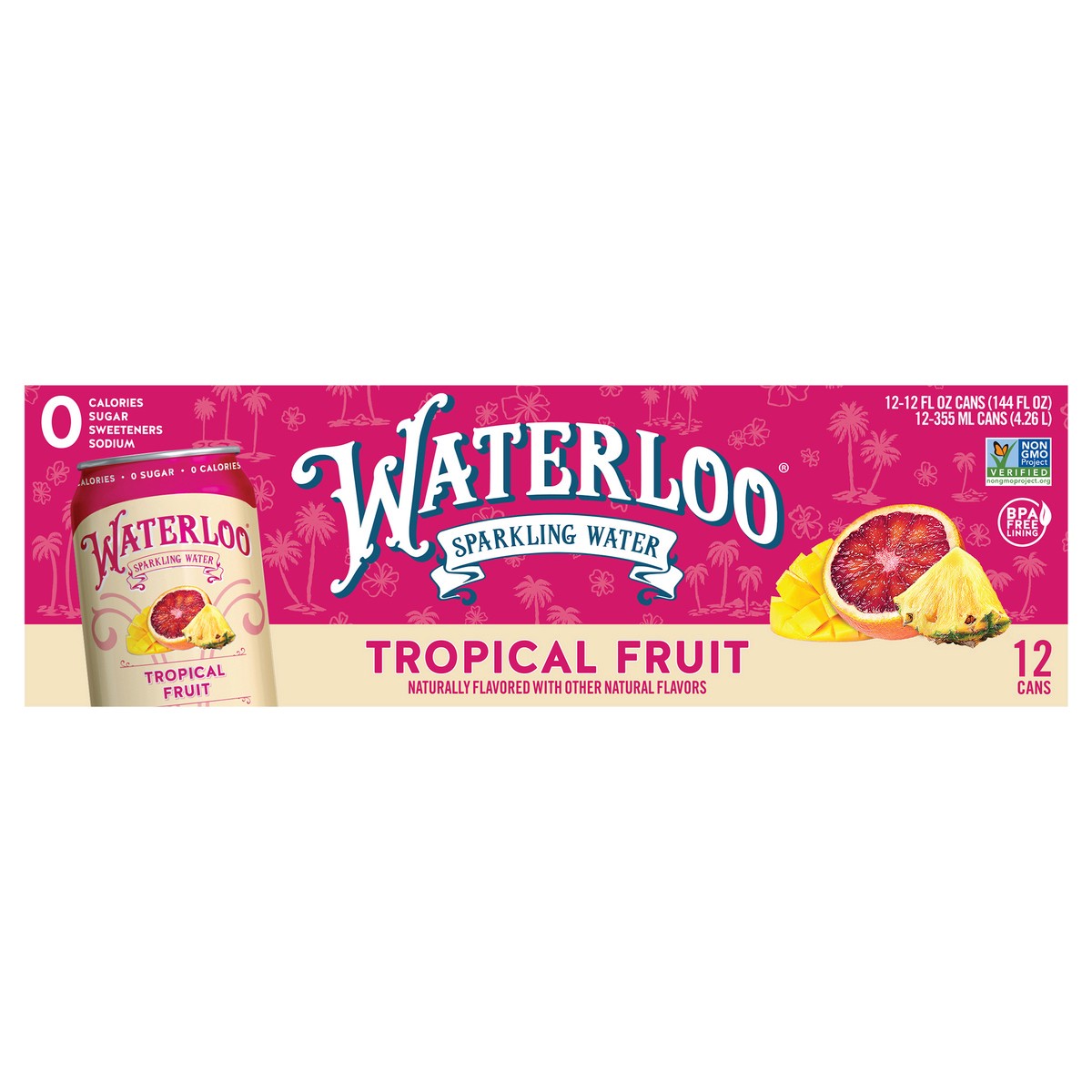 slide 1 of 6, Waterloo Tropical Fruit Sparkling Water - 12pk / 12 fl oz Cans, 12 ct; 12 fl oz