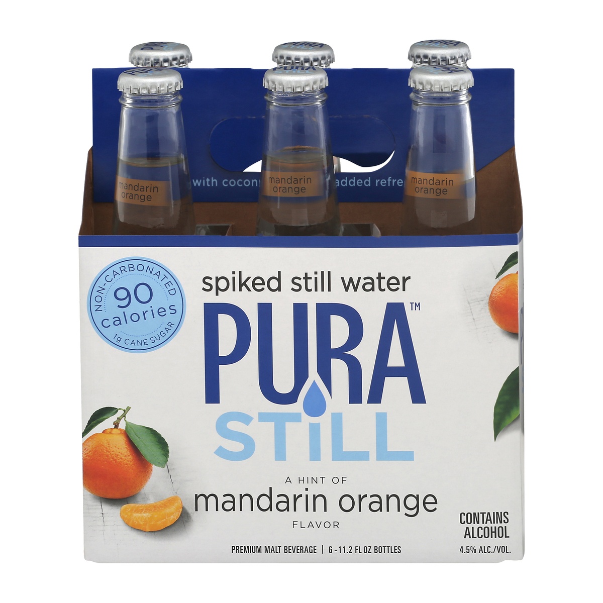 slide 1 of 1, Pura Still Spiked Orange Water, 6 ct; 11.2 fl oz