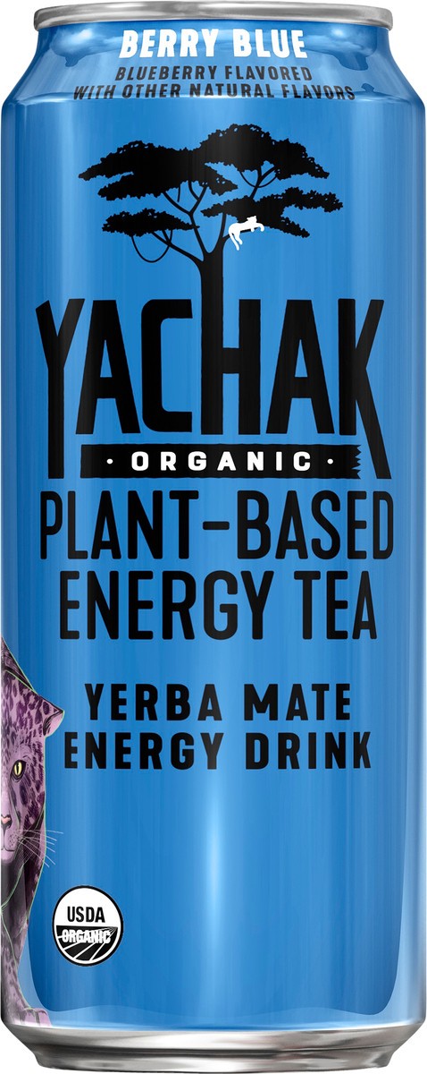 slide 3 of 4, Yachak Organic Yerba Mate Energy Drink Plant Based Energy Tea Berry Blue Blueberry 16 Fl Oz Can, 16 oz