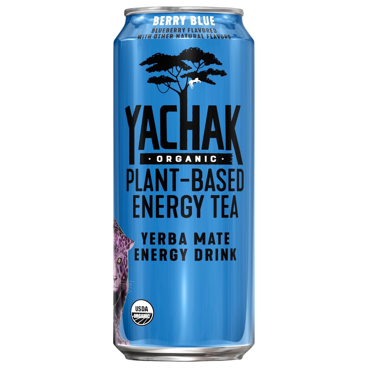 slide 1 of 4, Yachak Organic Yerba Mate Energy Drink Plant Based Energy Tea Berry Blue Blueberry 16 Fl Oz Can, 16 oz