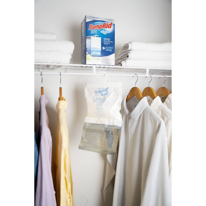 slide 5 of 7, DampRid Moisture Absorber Hanging Bag - Fresh Scent - 46.2oz/3pk, 46.2 oz, 3 ct