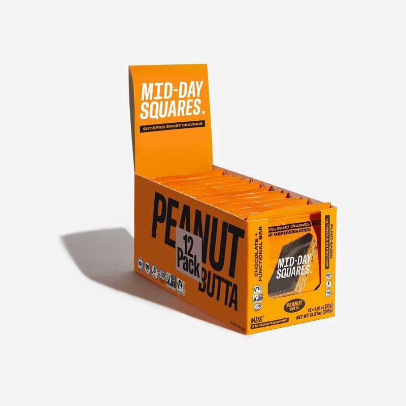 slide 3 of 5, Mid-Day Squares Peanut Butta Organic Plant Based Functional Chocolate Bar - 1.16oz, 1.16 oz