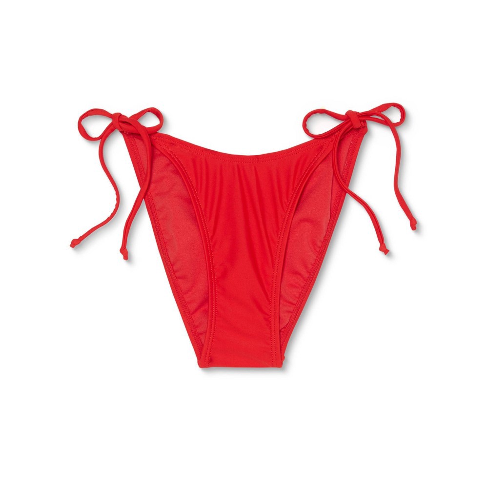 slide 7 of 7, Juniors' High Leg Scoop String Bikini Bottom - Xhilaration Red L, 1 ct
