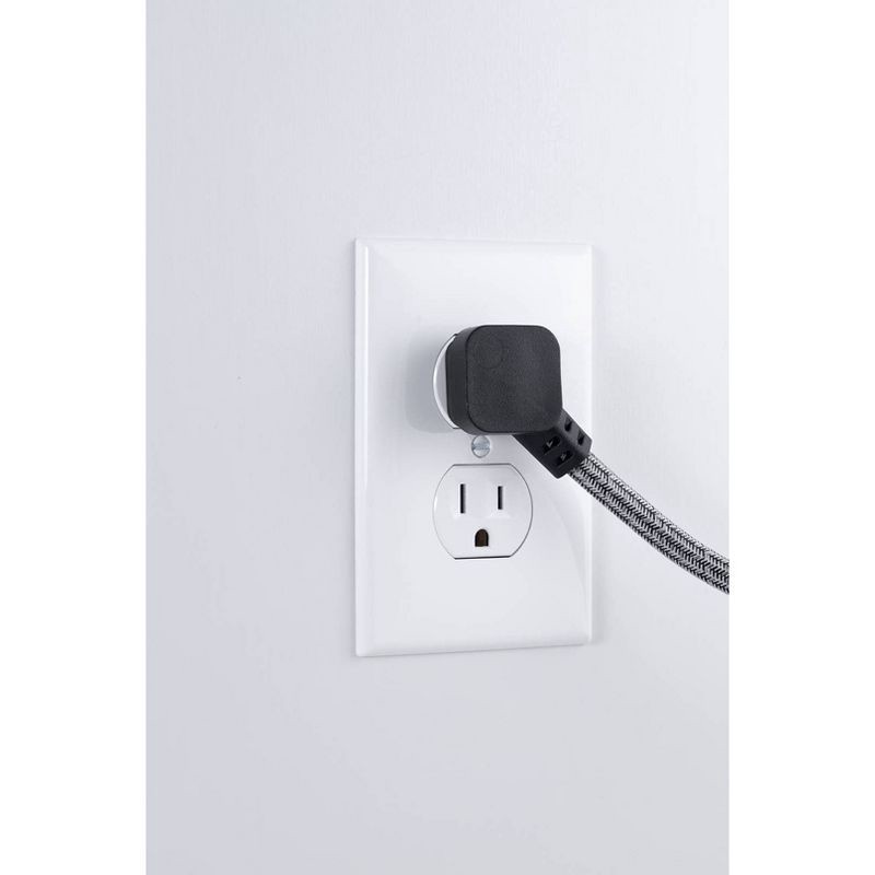 slide 7 of 7, Cordinate 6 Outlet Grounded Power Strip with 3' Braided Cord Black/Gray, 1 ct