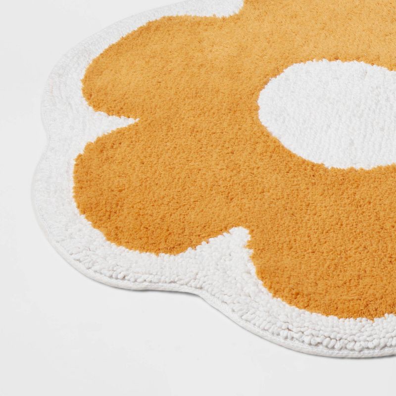 slide 3 of 4, Flower Kids' Bath Rug - Pillowfort™: Round Cotton Tufted Bathroom Mat, Orange, 2' Botanical Design, OEKO-TEX Certified, 1 ct