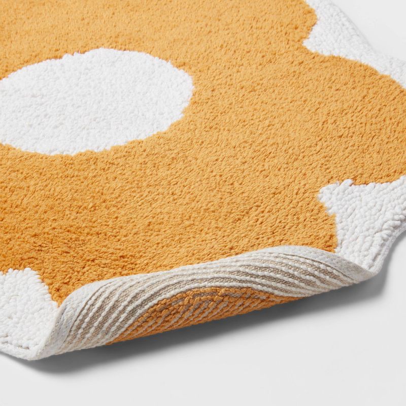 slide 4 of 4, Flower Kids' Bath Rug - Pillowfort™: Round Cotton Tufted Bathroom Mat, Orange, 2' Botanical Design, OEKO-TEX Certified, 1 ct