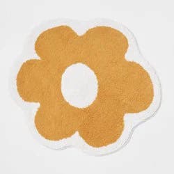 Flower Kids' Bath Rug - Pillowfort™: Round Cotton Tufted Bathroom Mat, Orange, 2' Botanical Design, OEKO-TEX Certified