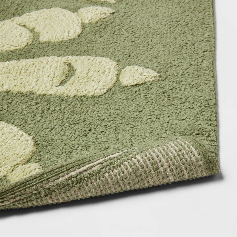 slide 4 of 4, Dinosaur Feet Kids' Bath Rug - Pillowfort™: Aqua Green Tufted Cotton, Medium Pile, Kids Bathroom Mat, 1'8"x2'10", 1 ct