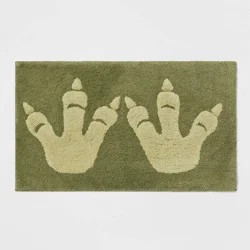 Dinosaur Feet Kids' Bath Rug - Pillowfort™: Aqua Green Tufted Cotton, Medium Pile, Kids Bathroom Mat, 1'8"x2'10"