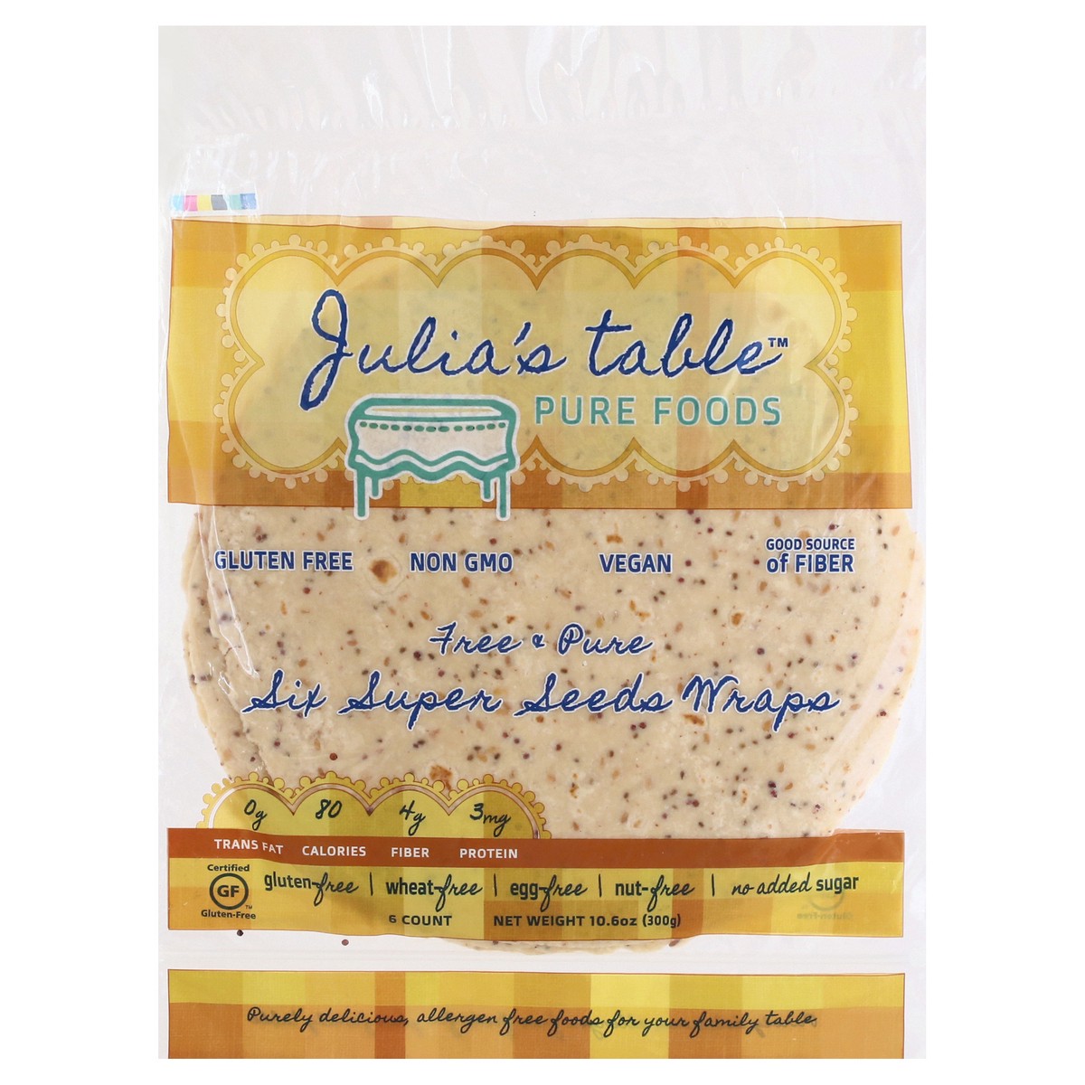 slide 1 of 13, Julia's Table Pure Foods Free & Pure Super Seeds Wraps 6 ea, 6 ct