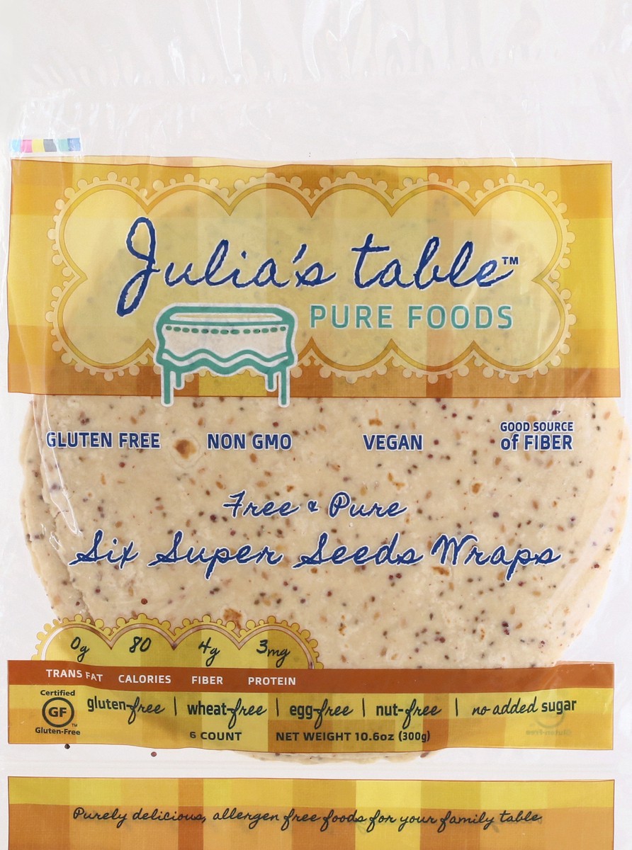 slide 4 of 13, Julia's Table Pure Foods Free & Pure Super Seeds Wraps 6 ea, 6 ct