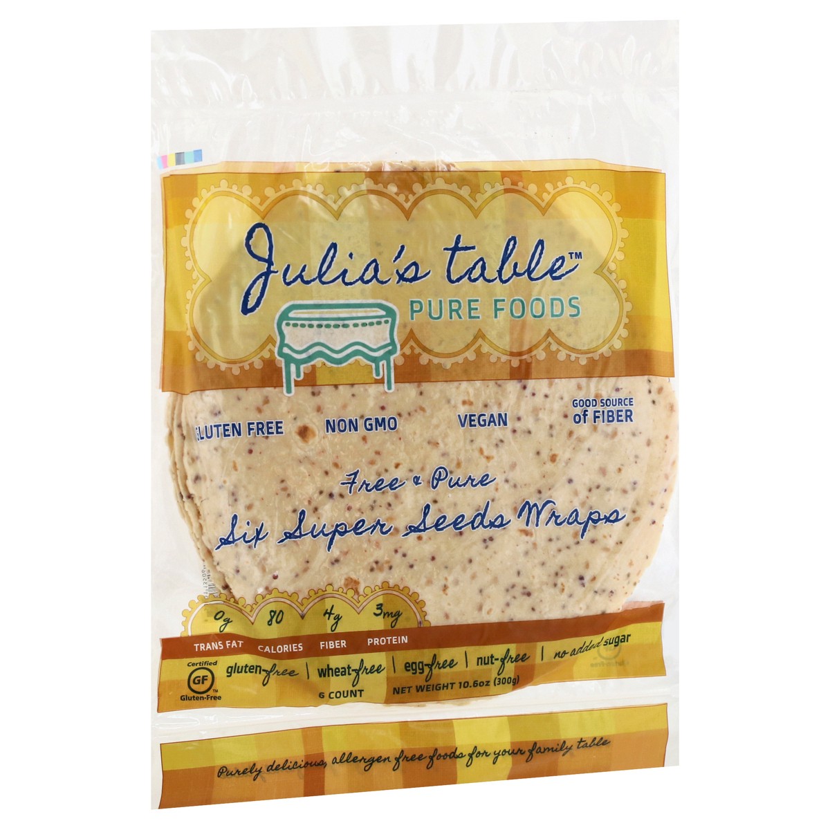 slide 5 of 13, Julia's Table Pure Foods Free & Pure Super Seeds Wraps 6 ea, 6 ct