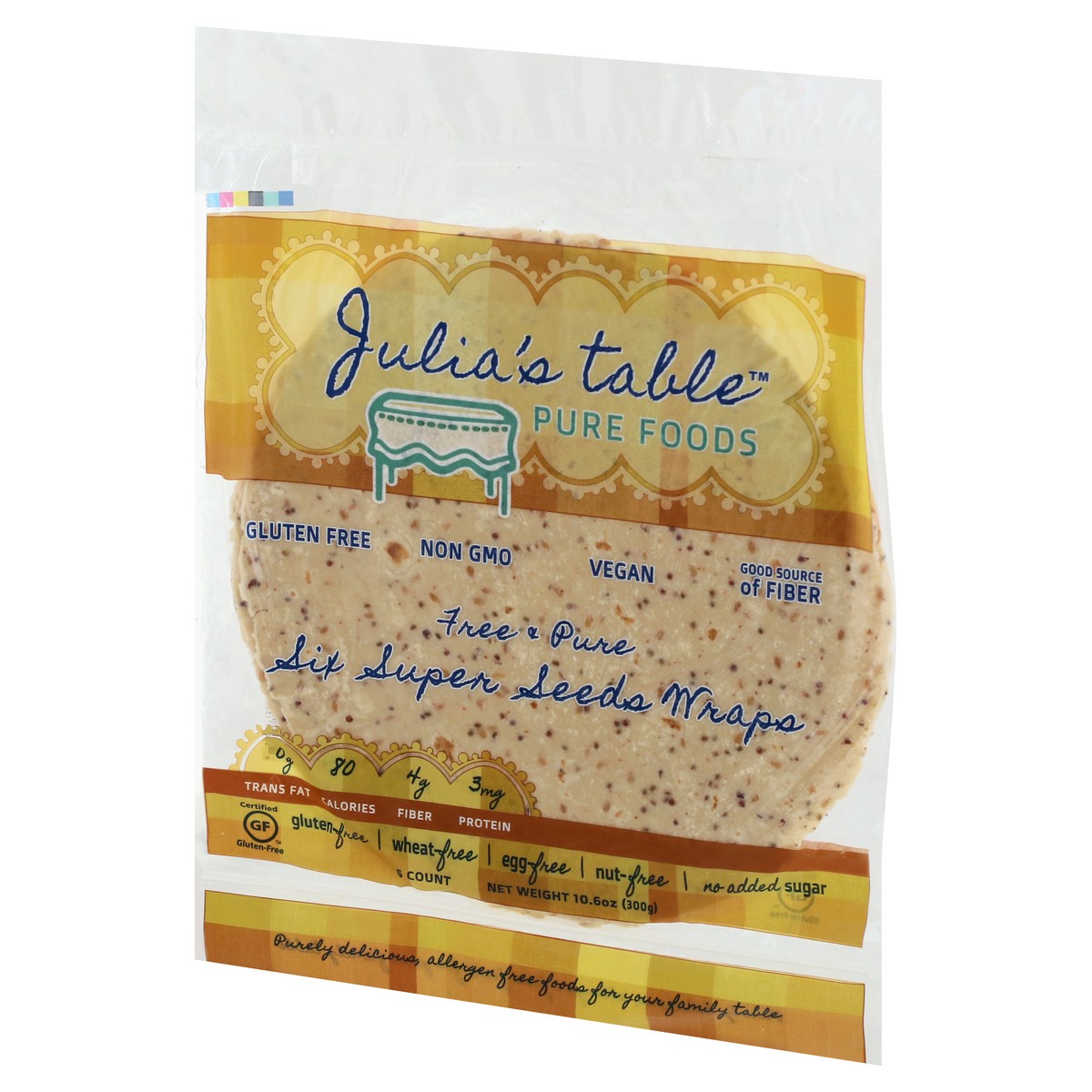 slide 6 of 13, Julia's Table Pure Foods Free & Pure Super Seeds Wraps 6 ea, 6 ct