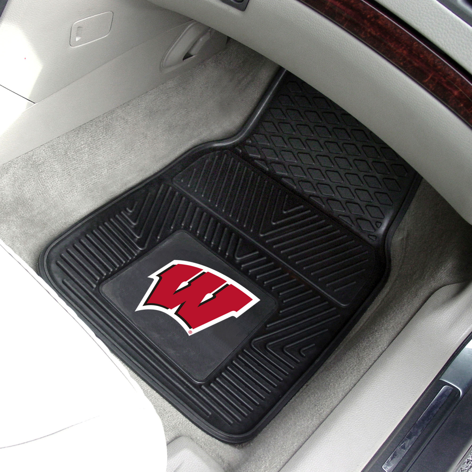 slide 2 of 2, Fanmats Vinyl Car Mat 2Ct Wisconsin, 2 ct